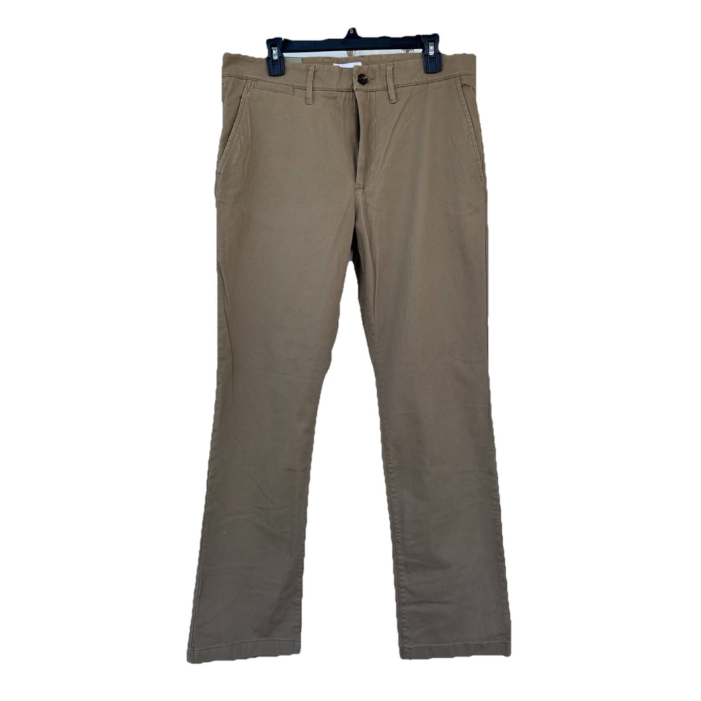 Men’s Khaki Straight Leg Chino Pants W34 L32 Cotton Stretch Casual